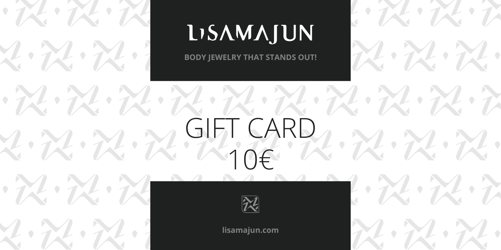 Geschenkkarte 10€ von Lisamajun in Schwarzweiß, modern und edel, stilvoll und ansprechend