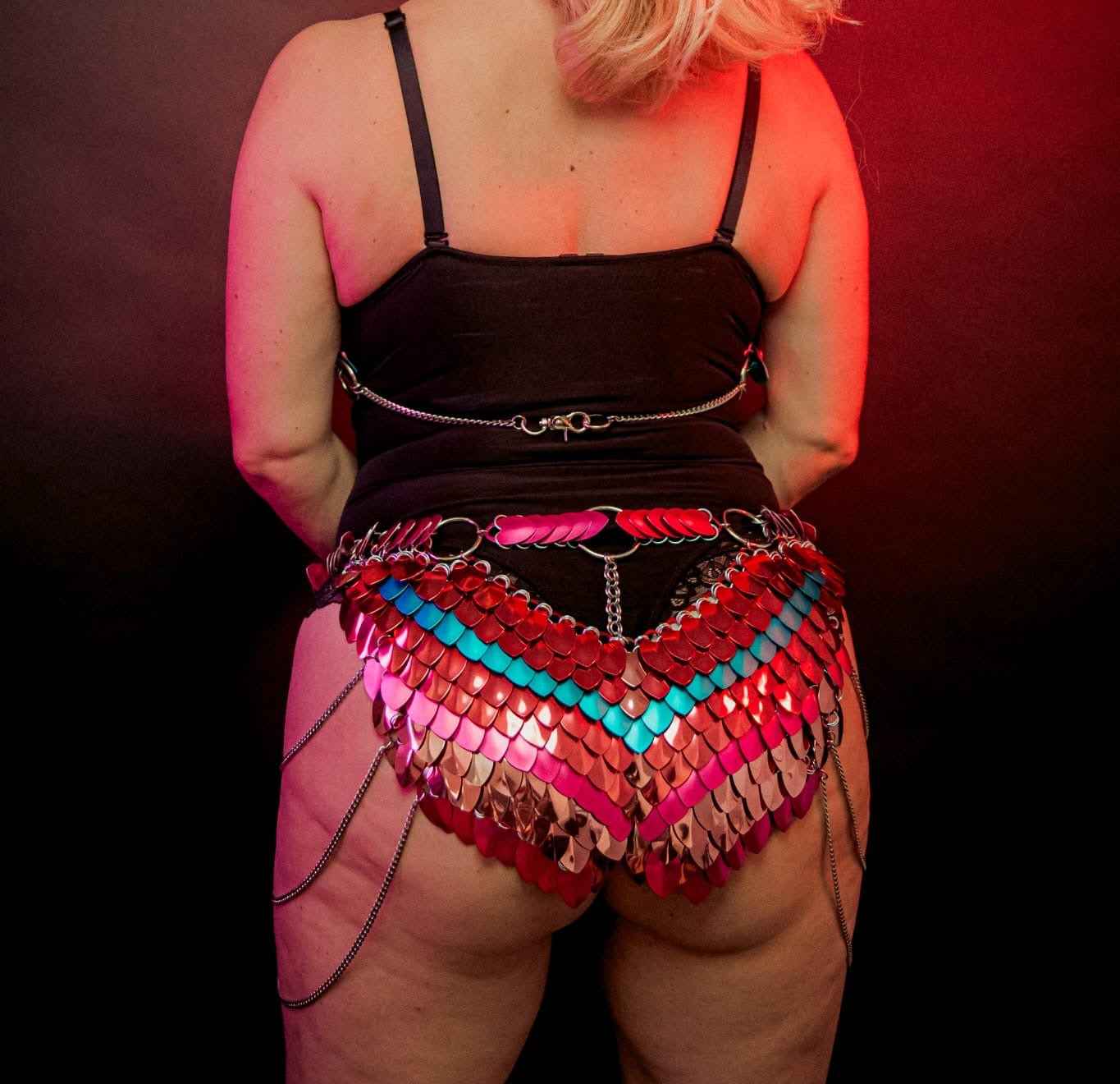 metal scale belt colorful shiny fashion accessory bold style confident emotions