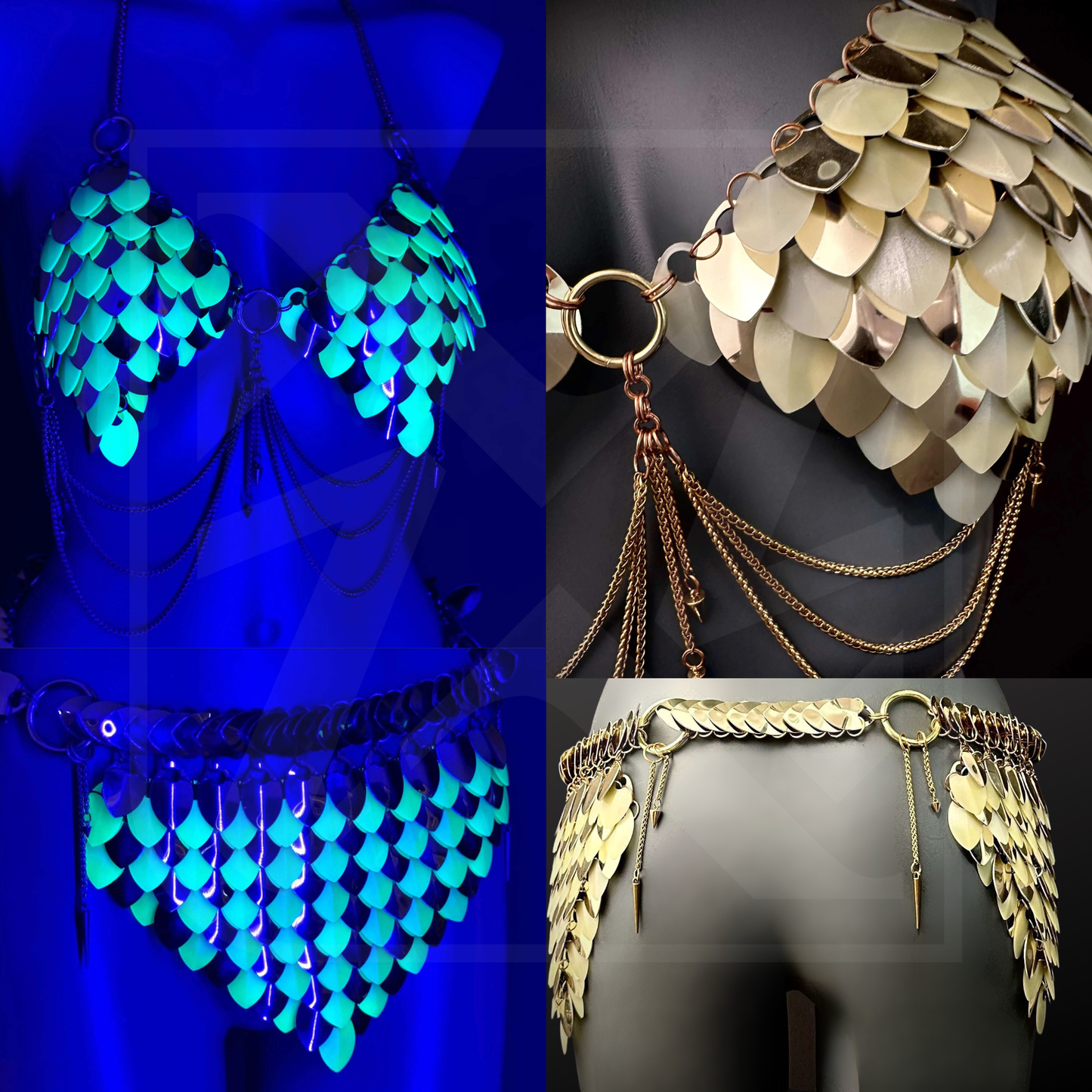 Goldener Rock mit Leuchteden schuppen look#color#