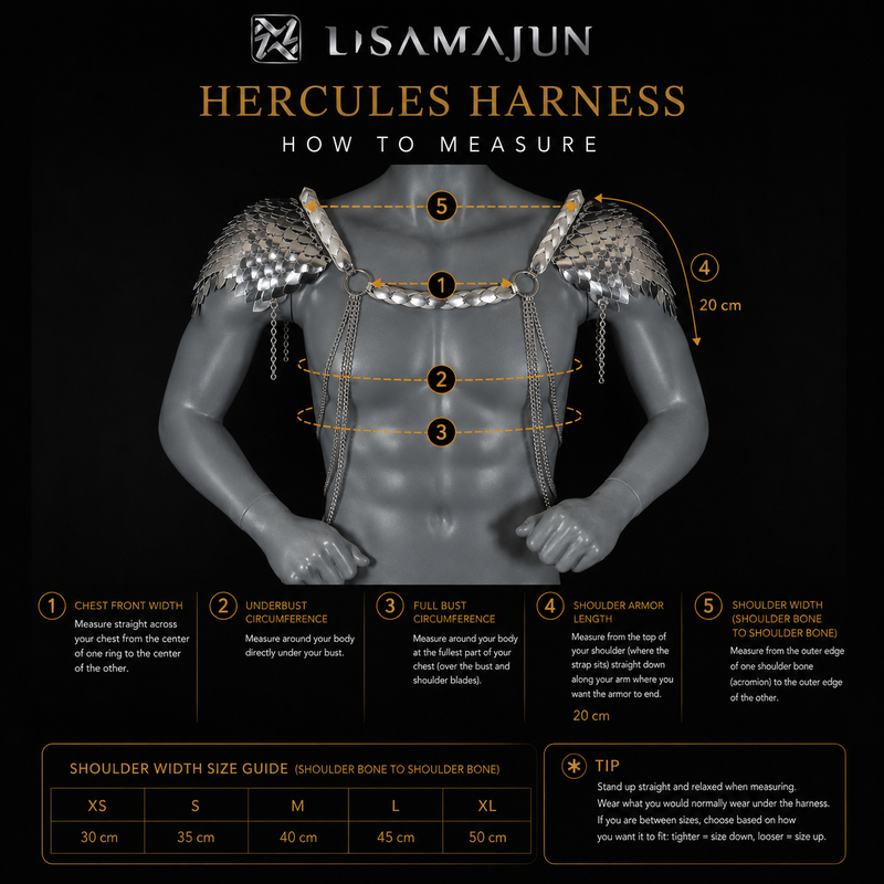Größentabelle Hercules Harness – Armor Edition