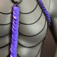 Aphrodite Fire Harness in schwarz und violett mit kühnen Kettendetails, starke und elegante Ausstrahlung
