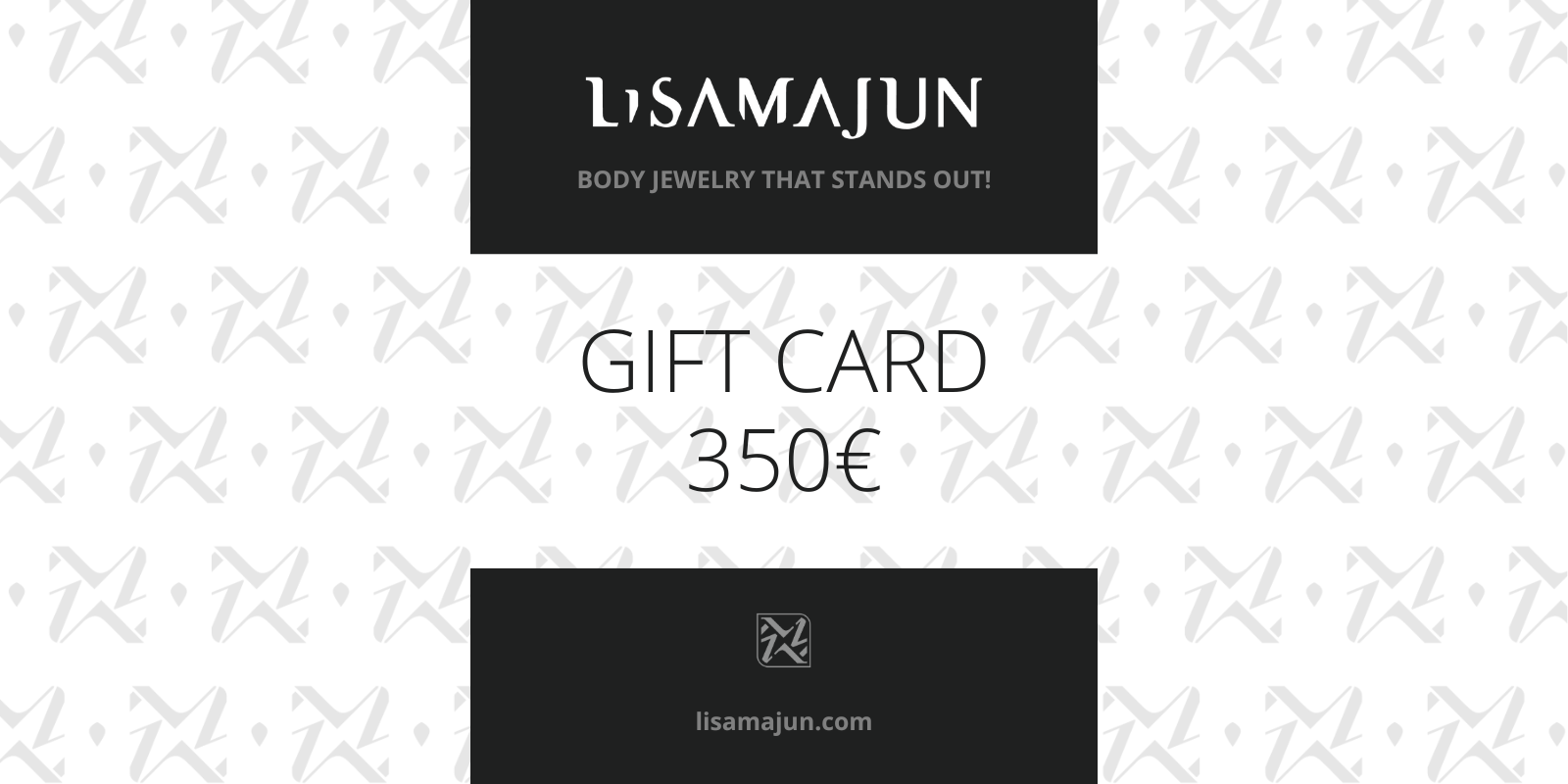 Lisa Majun Geschenkkarte 350€ schwarz weiß modern elegant inspirierend