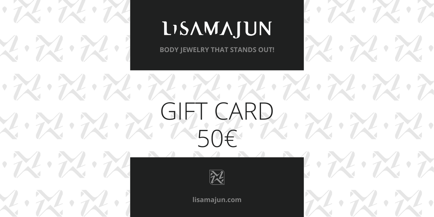 Lisa Majun Geschenkkarte 50€ schwarz-weiß modern elegant Vertrauen schenken