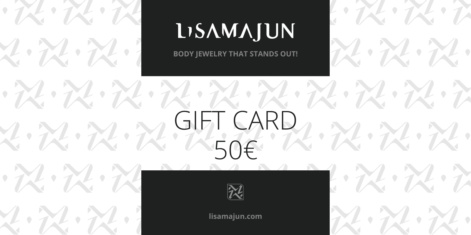 Lisa Majun Geschenkkarte 50€ schwarz-weiß modern elegant Vertrauen schenken