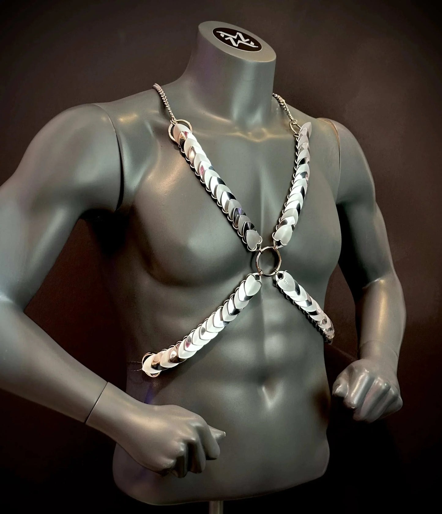 Xenia Harness silber glänzend Männer-Brustgeschirr stylisch selbstbewusst