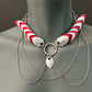 Halskette Cleopatra-Set rot-weiß mit silbernen Ketten, markant und modern, ausdrucksstark