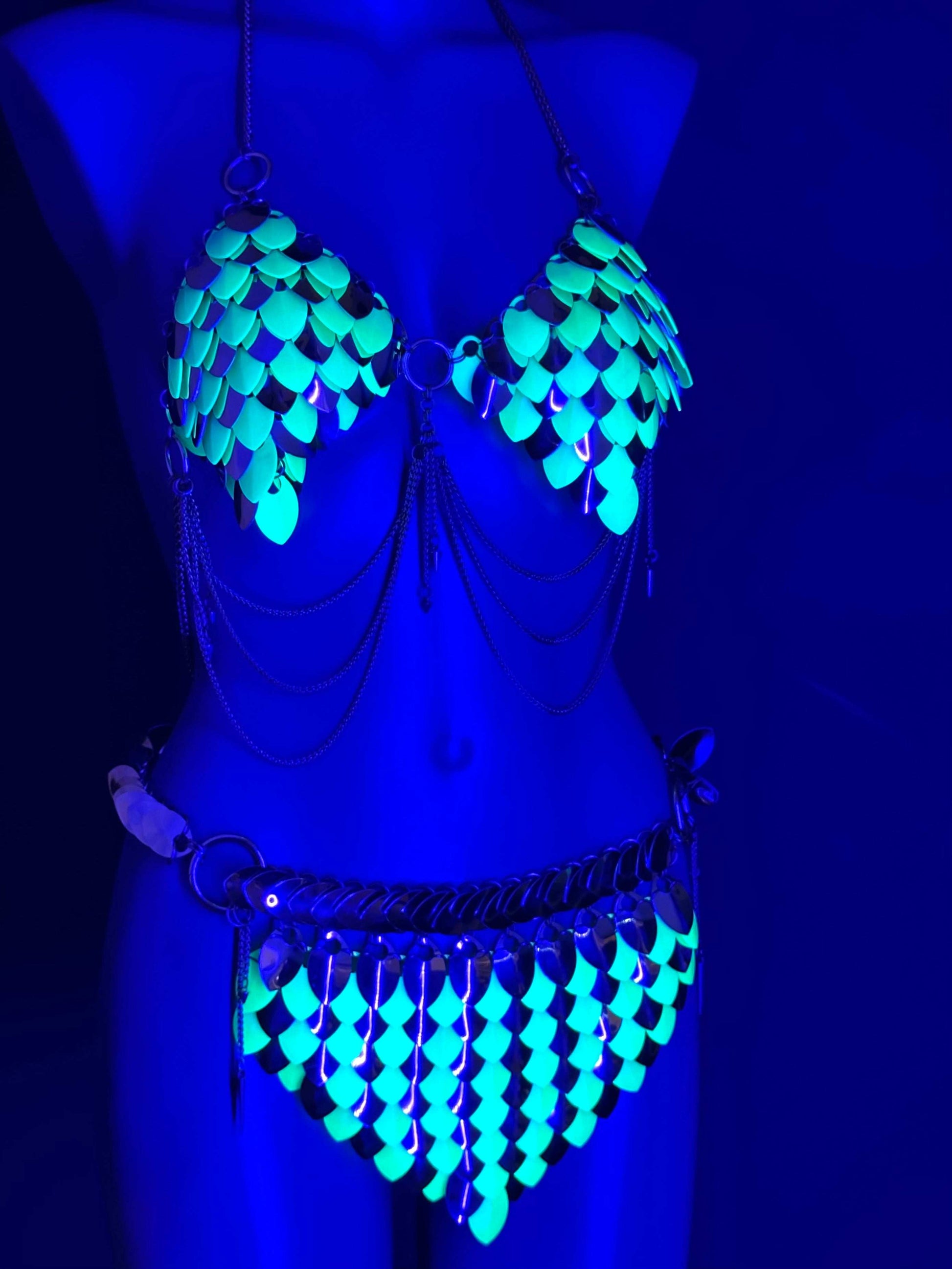 Glow-in-the-dark Aphrodite Desire Harness Set, grün-schimmernd, verführerisch und strahlend