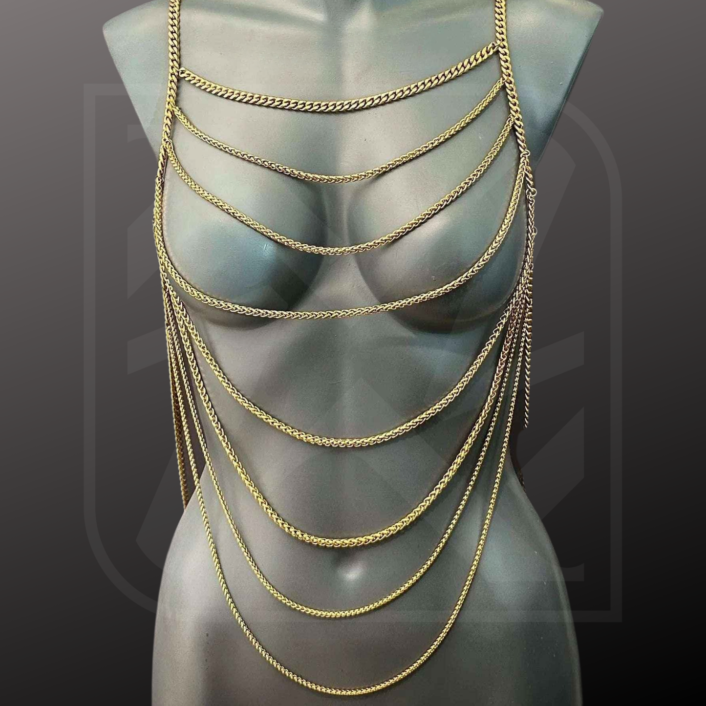 Bodykette auf Puppen in wasserfall optick in verschiedenen farben